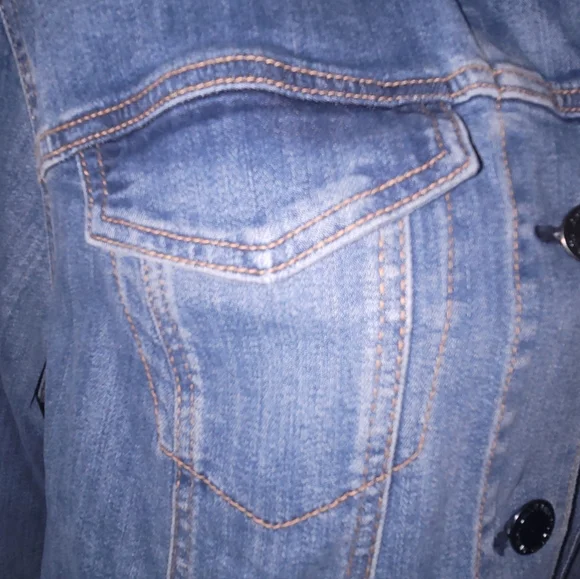 Lane Bryant Long Denim Jean Jacket Trench Coat Style Sz 14 - Picture 8 of 12